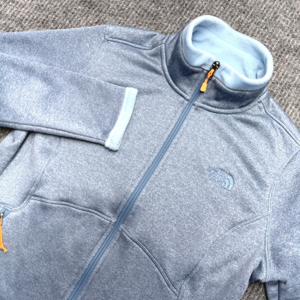 The North Face Jacket Womens Large Blue Full Zip Fleece Lined Softshell Hiking